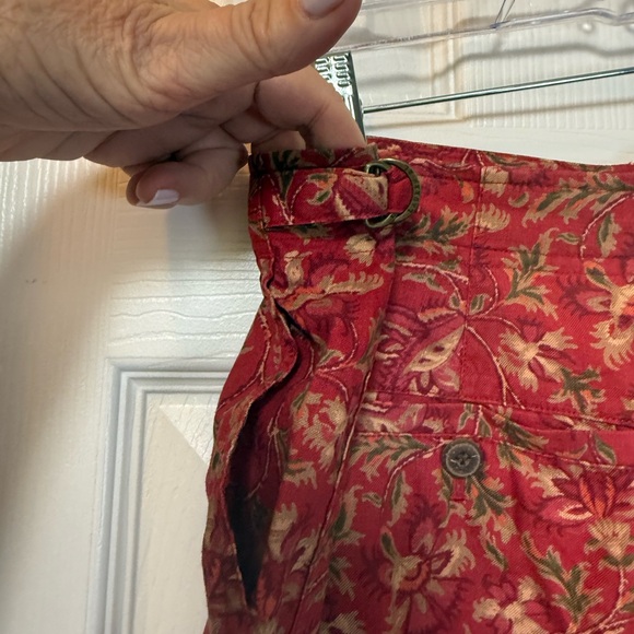 Lauren Ralph Lauren Linen Red High Waist Floral Chino Shorts Zip Front Designer - Picture 7 of 10